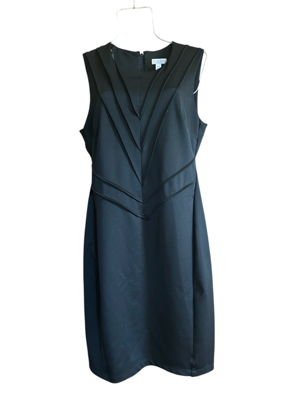 Bisou Bisou Black Pleated V-Detail Sleeveless Mini Dress size 12 - Picture 2 of 6